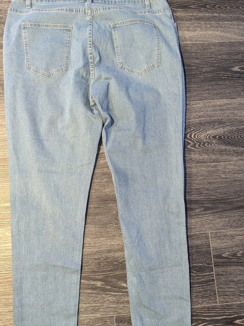 SHEIN Light Blue Skinny Jeans with Rhinestone Side Stripes
